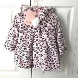 NWT Widgeon Pink Leopard Faux Fur Hooded Jacket